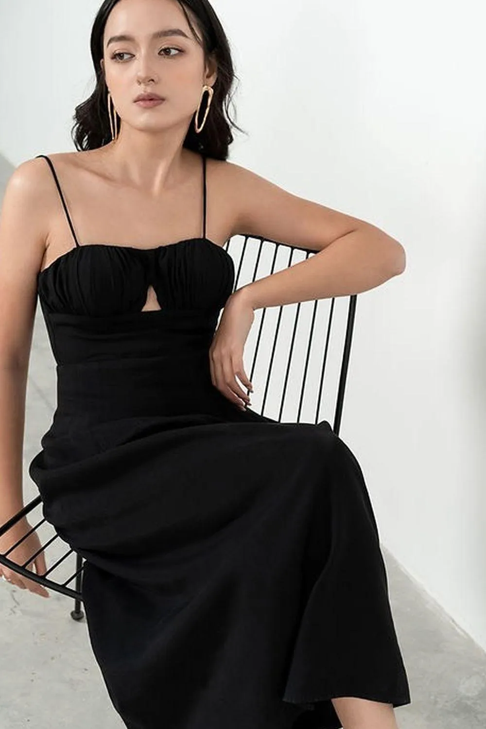 Christina A-line Spaghetti Strap Cotton Midi Dress