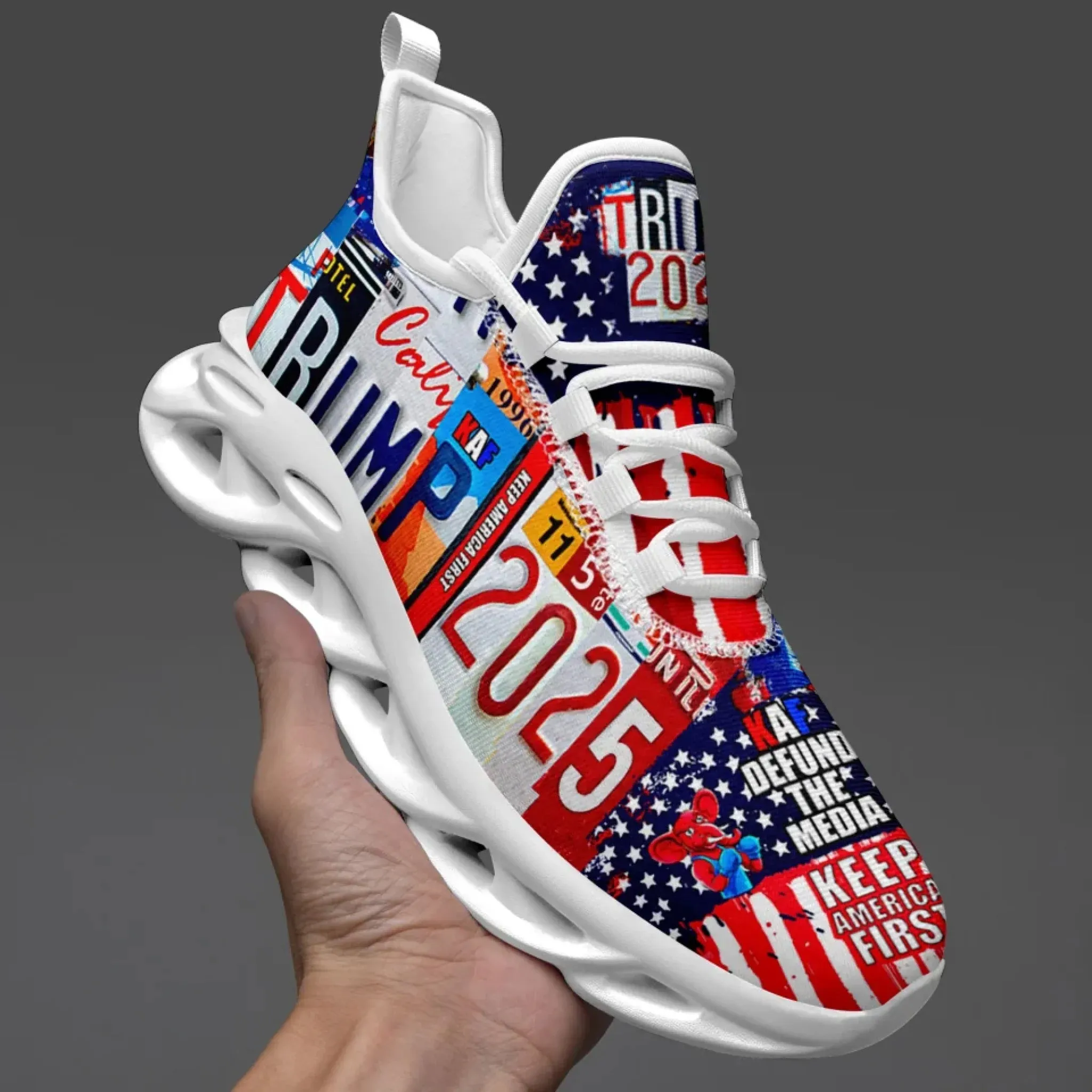 Personalized Trump 2025 Sneakers, Custom Breathable Walking Shoes, Patriotic Running Shoes